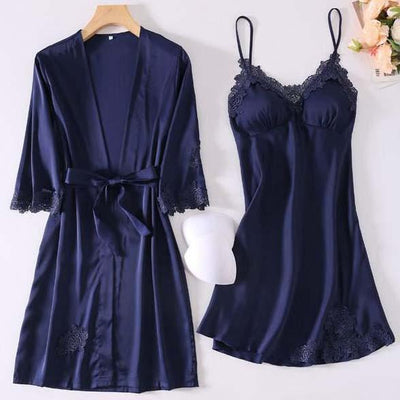 Robe de Chambre Courte Femme Bleu Marine