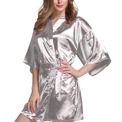 Peignoir Satin Femme Argenté