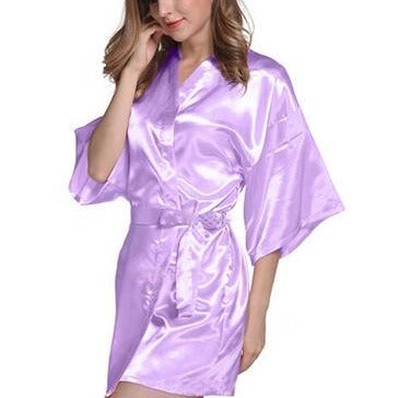 Peignoir Satin Femme Violet Clair