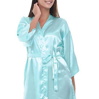 Peignoir Satin Femme Bleu Ciel