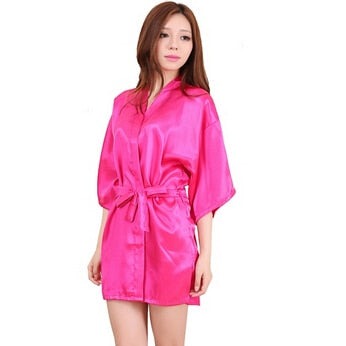 Peignoir Satin Femme Rose Vif