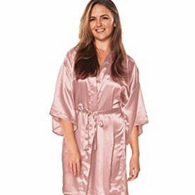 Peignoir Satin Femme Court Rose