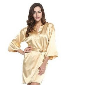 Peignoir Satin Femme Jaune