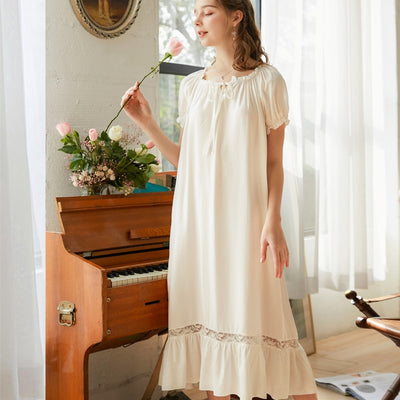 Robe de Chambre Longue Femme Blanche Manches Courtes