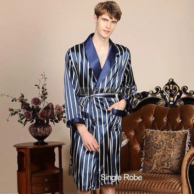 Robe de Chambre Homme Bleu à Rayures