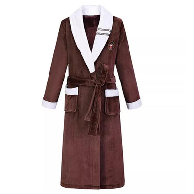 Robe De Chambre Homme Polaire Marron et Blanche