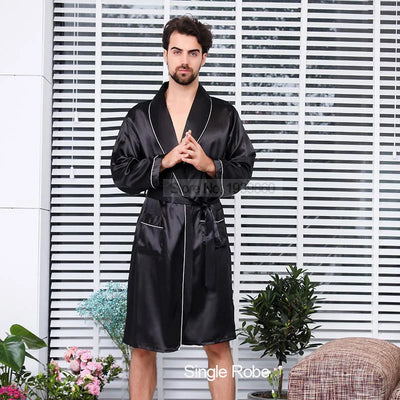 Robe de Chambre Homme Satin Noir