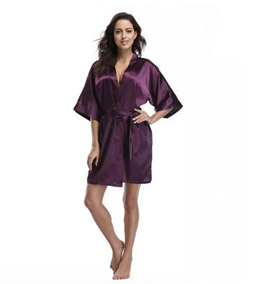 Kimono Satin Violet-Peignoir Avenue