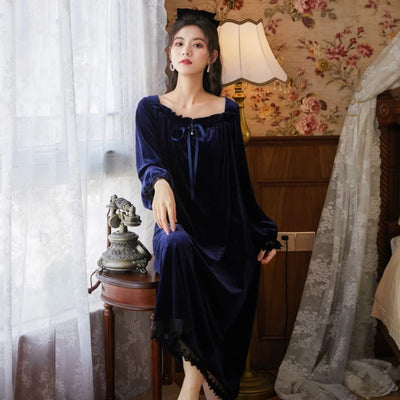 Robe de Chambre Velours Bleu Nuit