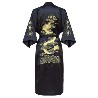 Peignoir Satin Femme Japonais Noir