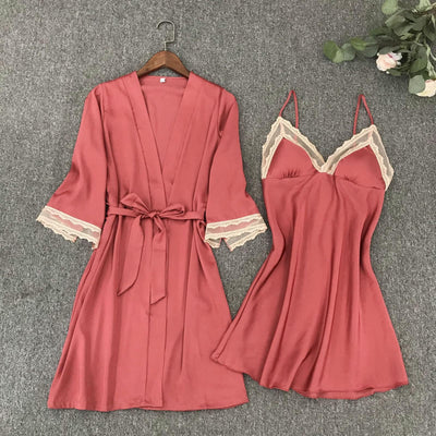 Robe de Chambre Courte Femme Rouge et Blanche