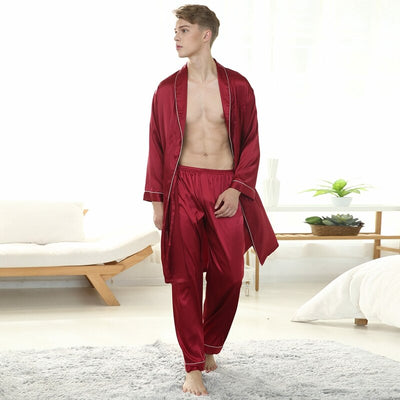 Peignoir Rouge En Satin Homme-Peignoir Avenue