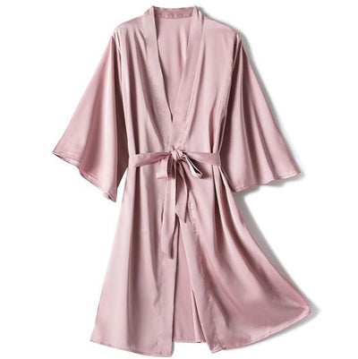 Peignoir Satin Femme Rose Bonbon