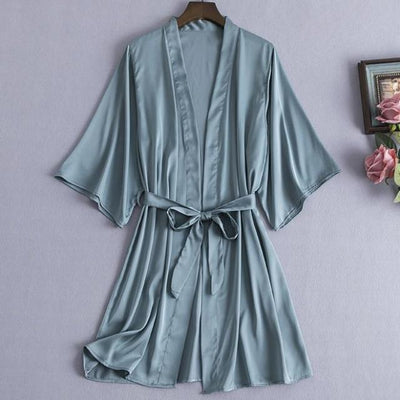 Peignoir Satin Gris Femme