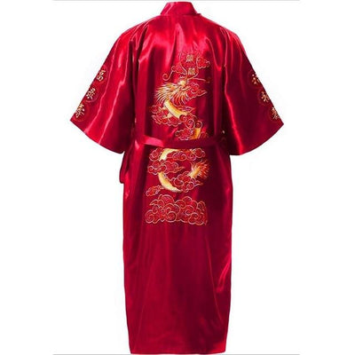 Peignoir Satin Rouge Japonais Femme