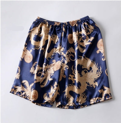 Pyjashort Satin Bleu Imprimé