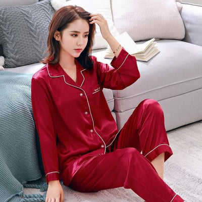 Pyjama Satin Femme Rouge