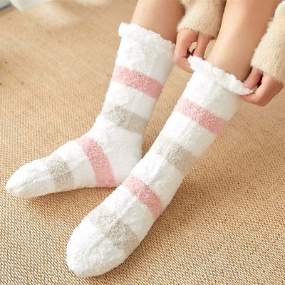 Chaussettes Pilou Blanches et Roses