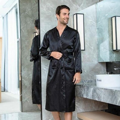 Kimono Satin Noir Homme