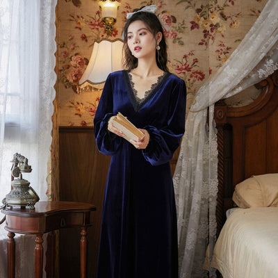 Robe de chambre bleu nuit