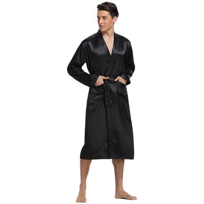 Peignoir Satin Homme Noir